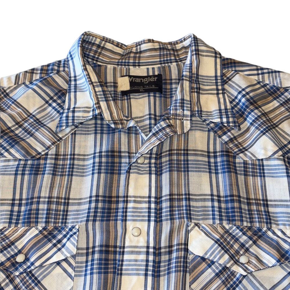 Wrangler Mens XL Tails Vintage Western Plaid Short Sleeve Shirt